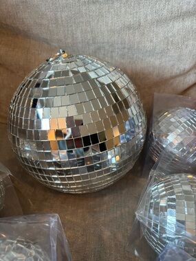 Silver Mirror Disco Balls Ornaments (9) - Party Decorations